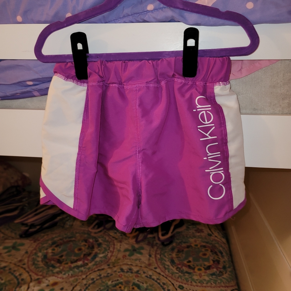 Calvin Klein performance shorts size 7 purple and white